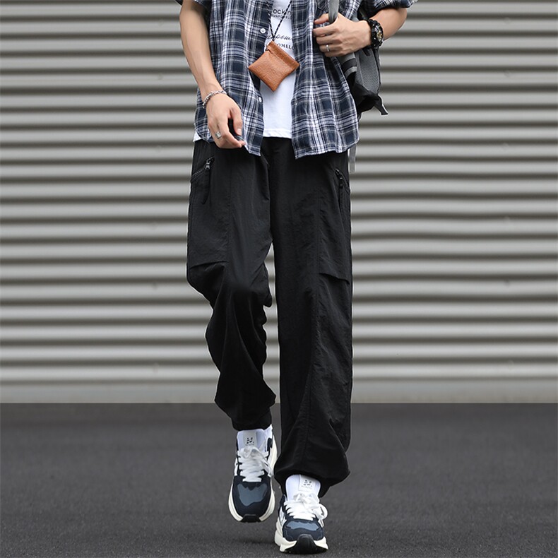 夏季新款日系休闲工装裤男款宽松潮流拉链束脚休闲裤,男装休闲裤,星座410-7