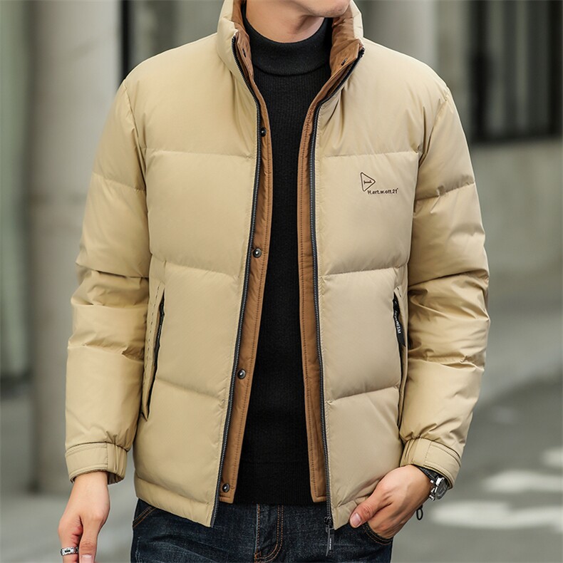 羽绒服男冬季2023新款中年立领加厚爸爸装上衣男士保暖鸭绒外套,男装羽绒服,电商B212（原钱塘6029）