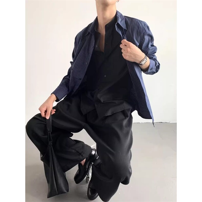 假两件衬衫拼接拼接条纹衬衣CS062特P52,男装衬衫,星座908-1