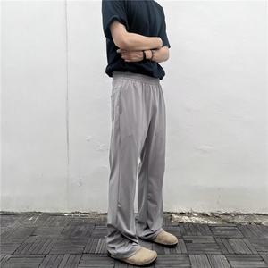 高弹韧性凉感冰皮垂感直筒弯刀卫裤夏季速干薄款休闲裤男冰丝裤子图片