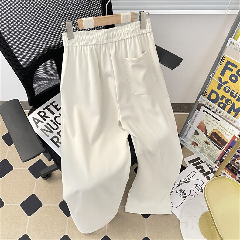 新中式风刺绣裤子男夏季薄款黑色西裤垂坠感高级感冰丝休闲长裤，男装西裤，星座505-2（原电商A260-1)