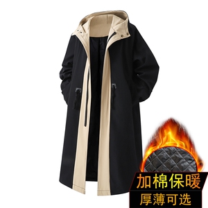 5W件加绒风衣男中长款大衣男棉衣男F996薄P95加棉P115外景一图片