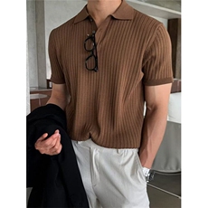 翻领polo衫短袖男宽松休闲夏季薄款纯色针织衫t恤打底衫T2217，男装Polo衫，星座1116A-2（原606A-1）