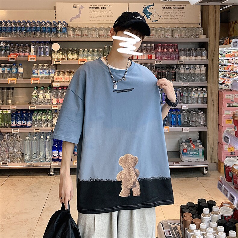 DX107P35港风纯短袖青少年学生百搭休闲潮流宽松T恤纯上衣,男装T恤,星座1204-3