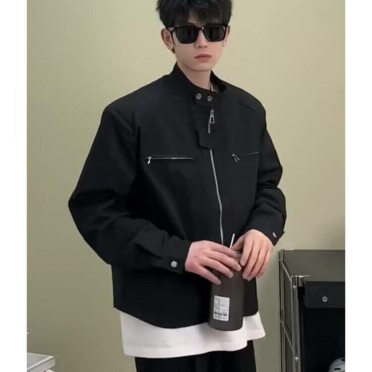 【有货】D8220-P65韩系高街垫肩短款外套男士机能风潮牌机车夹克,男装夹克,星座603-2
