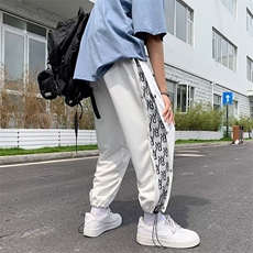 2024年hiphop黑暗系拼接排扣裤宽松抽绳束脚休闲裤CK744-P35，男装休闲裤，星座313A-2