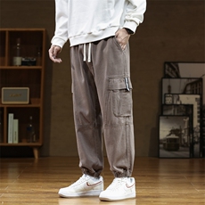 全棉水洗M-8XL秋季新款大码束脚潮流工装休闲卫裤109-K505-P60，男装休闲裤，星座109-1