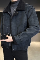 皮毛一体外套男冬季2025新款加绒加厚美式皮夹克A313-25B696-P185，男装夹克，电商A313