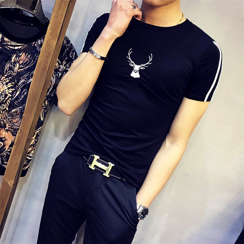 时尚修身显瘦短袖街头唯美韩版潮流T恤2021年精致韩风春季,男装T恤,电商C301