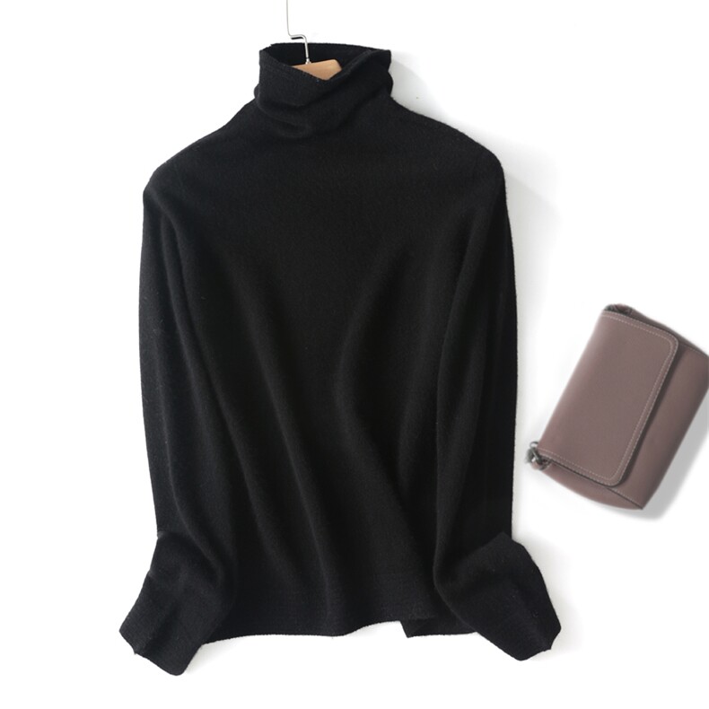 2025年秋季宽松型通勤时尚百搭通勤简约休闲堆堆领羊毛衫,女装羊毛衫,片语羊绒