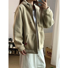摇粒绒连帽拉链卫衣外套1302-GS02-P55成分100聚酯纤维，女装短外套，星座1302