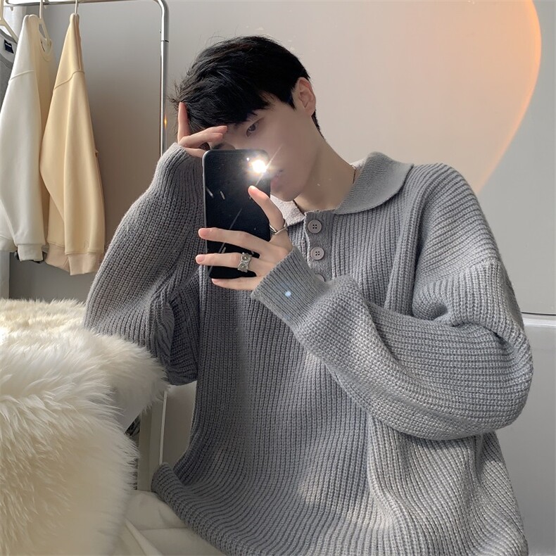 秋款男针织衫POLO领单排扣毛衣打底外套M08P55,男装针织衫/毛衣,星座1013-1