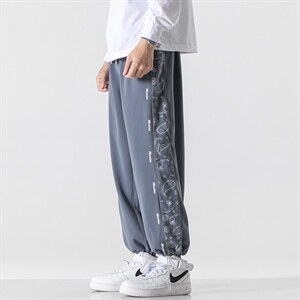 日系2024秋冬撞色串标宽松抽绳束脚运动休闲潮牌裤子2112-P45控69,男装休闲裤,星座914-3