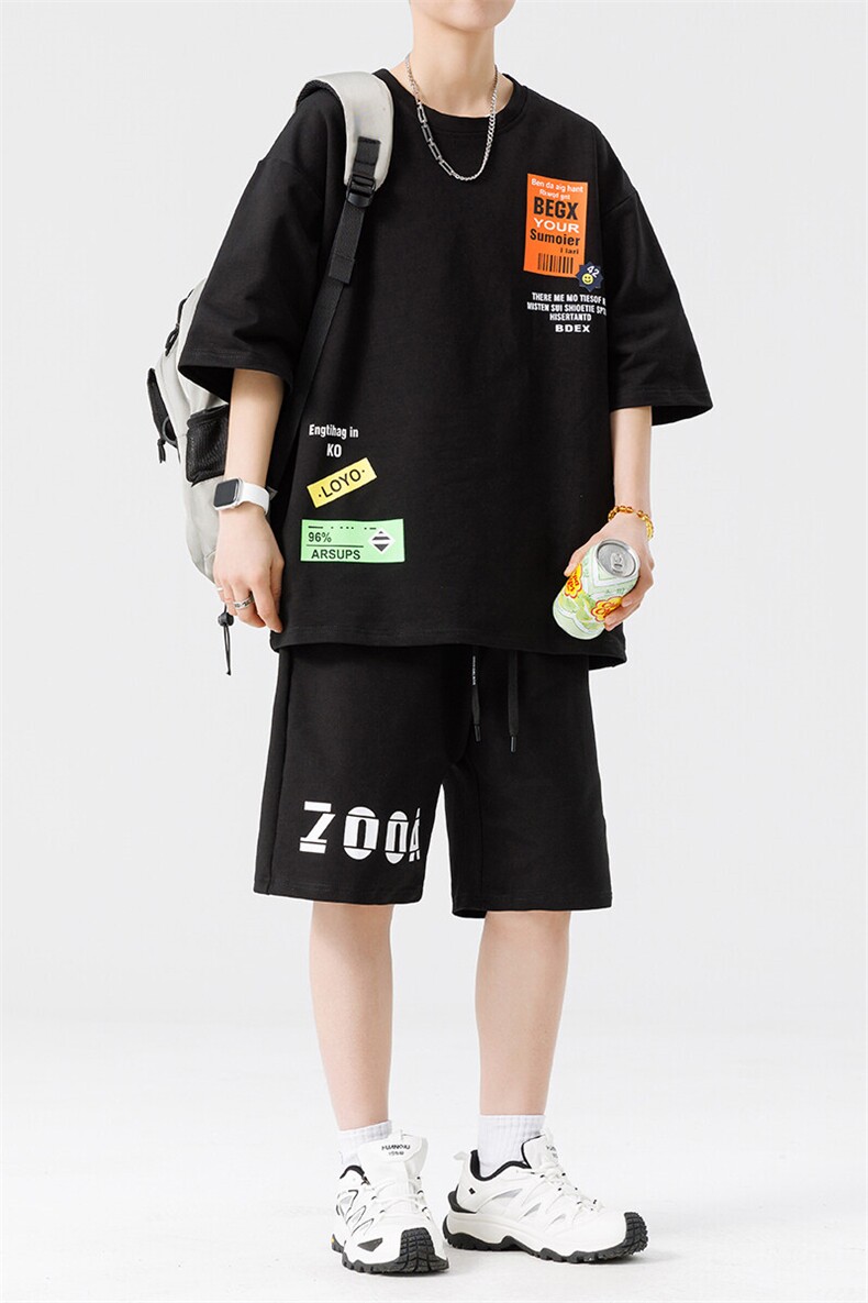 主推夏季新款印花短袖短裤套装青少年套装TZ6132特批40,男装休闲套装,星座210-1