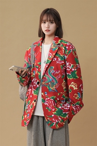 XF9035/P65春装新款东北大花西服男女风个性宽松花上衣外套图片