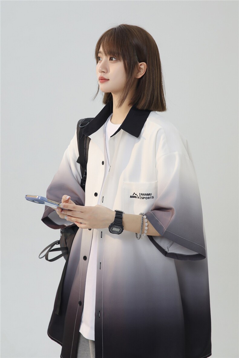 XZ-230-1CS510夏新款中性风简约轻奢扎染渐变休闲短袖衬衫P45控58,男装T恤,星座230-1