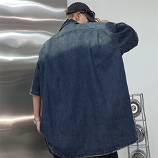 2025夏季渐变短袖衬衫男牛仔衬衣C1020，男装衬衫，星座1108