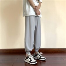 2023新红木地板冰丝顺滑透气运动风九分超薄长裤2027-特批20，男装休闲裤，星座718-1