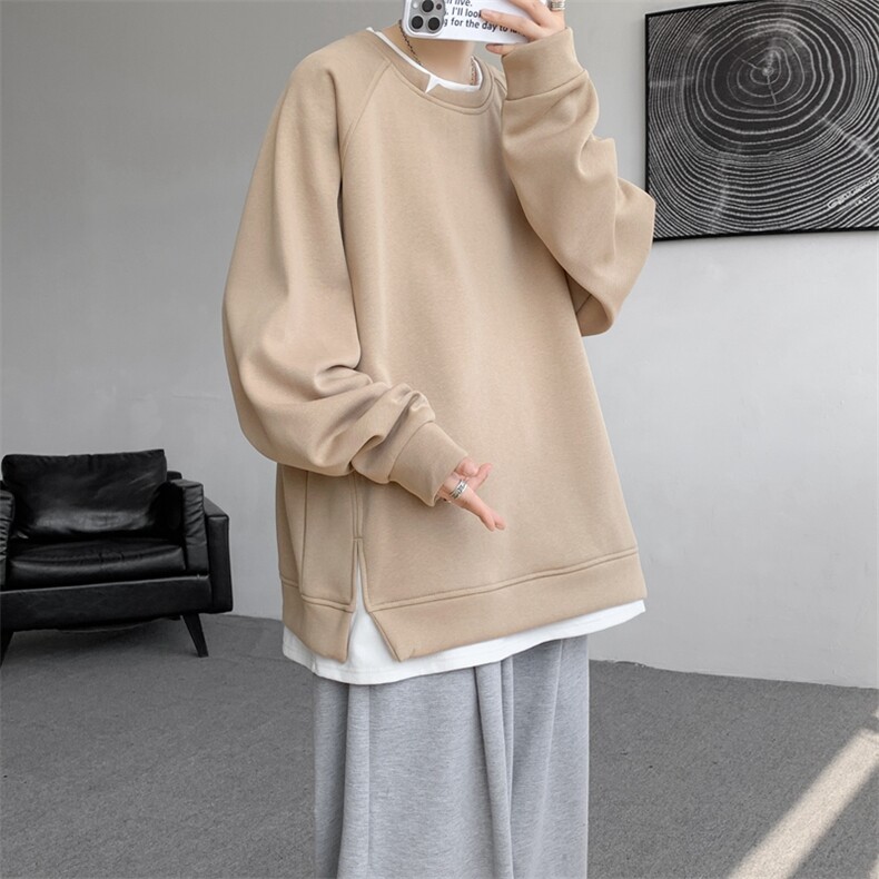 8XL-M假两件卫衣加肥加大码重磅拼接外套圆领套头WY5103P55加绒65,女装短外套,电商B238