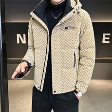 标50绒已备货冬季连帽字母皮羽绒服男外套8873-P215控券后288，男装羽绒服，电商B338