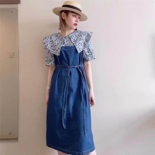 【现货】夏季新款天丝拼接牛仔连衣裙，女装连衣裙，名依人