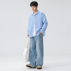 新款休闲竖条衬衫，男装衬衫，星座1106-2（原1111B）