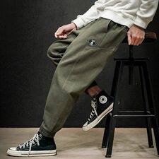 2021春季新日系马切达大码拼接布标男束脚九分裤休闲裤K2021-P45，男装休闲裤，电商A001