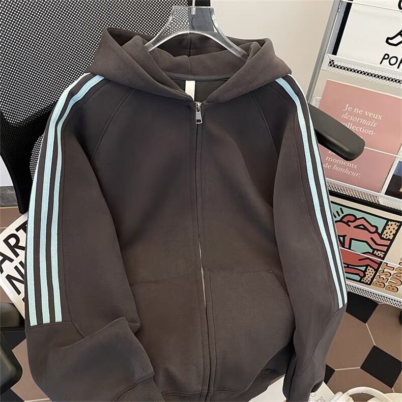 纯色连帽开衫拉链男女同款时尚潮牌vibe重磅情侣外套WY186-P51,男装卫衣,星座313A-2