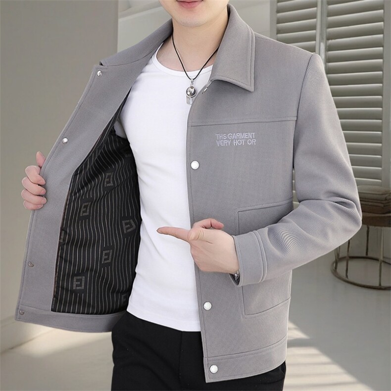 春秋季新款夹克男翻领修身痞帅短款风衣青年工装外套潮YS8693-P85，男装风衣，星座1105-3