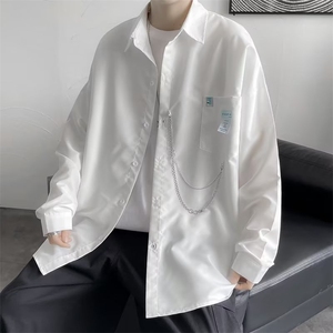 春秋高级设计感情侣衬衣外套港风ins工装长袖衬衫男士 W6947-P30图片