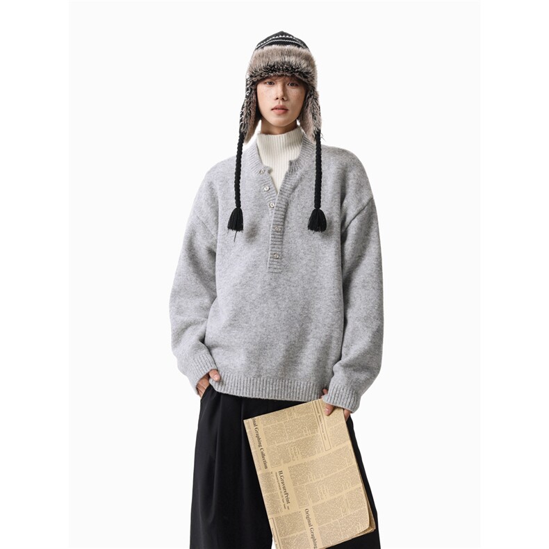 1303B-MY838-P5898美式痞帅假两件慵懒感毛衣老钱风针织，男装针织衫/毛衣，星座1303B