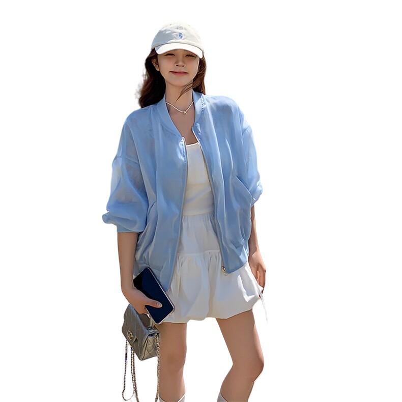 新款2025短外套蕾丝两面穿防晒2540-P125-K178,女装短外套,2C057