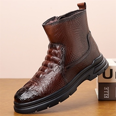 冬季男士棉鞋真皮高帮休闲男鞋保暖羊毛短靴雪地靴男，男鞋雪地靴，电商A223