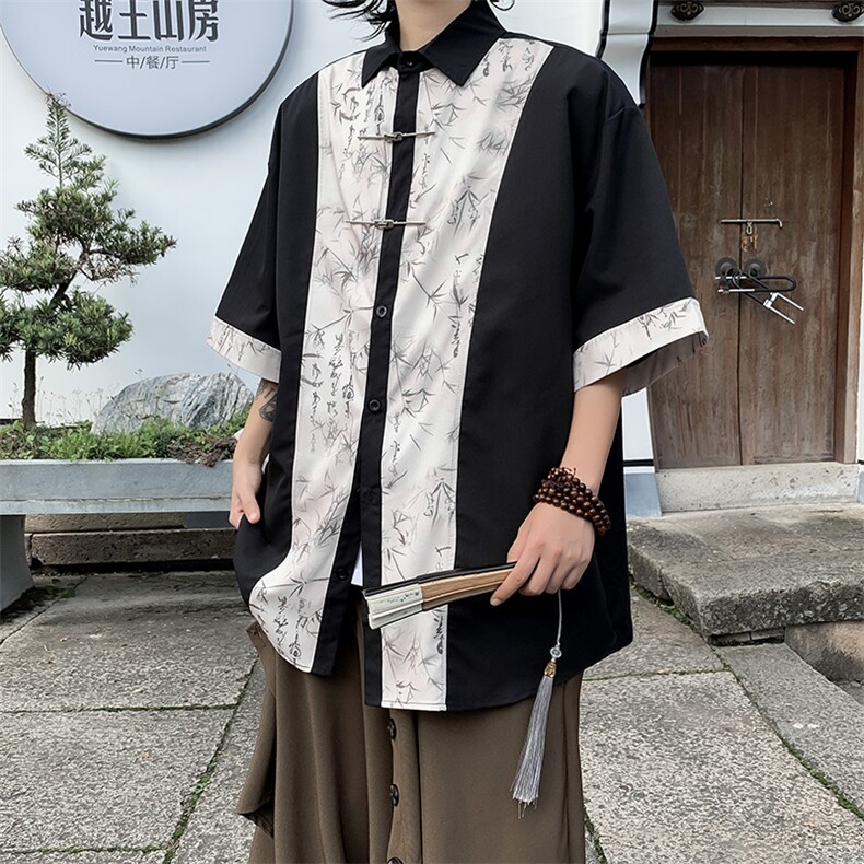 C431 P40 2024夏季设计感新中式短袖衬衫潮牌宽松休风衬衫图片