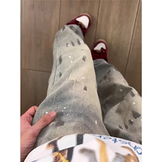 839-P41美式复古牛仔女2025春秋宽松显瘦高腰直筒阔腿拖地裤，男装休闲裤，电商B323A