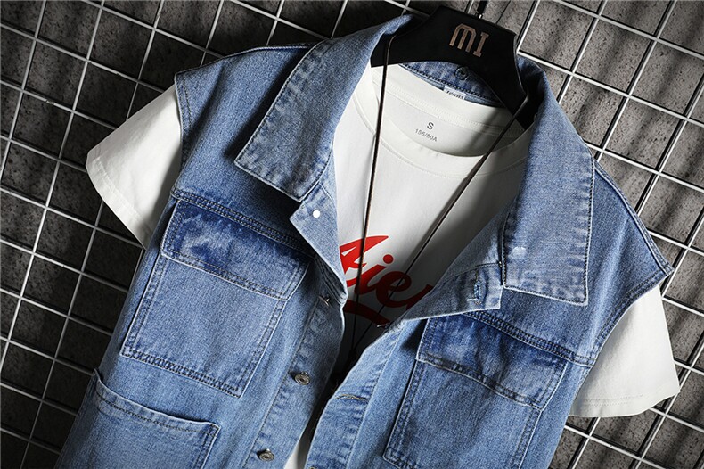 MJ214-p48-限价78牛仔大码网格马甲男工装ins无袖坎肩外穿,男装工装外套,星座103A