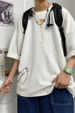 Q11013-P30春夏季七分袖t恤男大码五分袖男短袖中袖港风，男装T恤，电商A040A