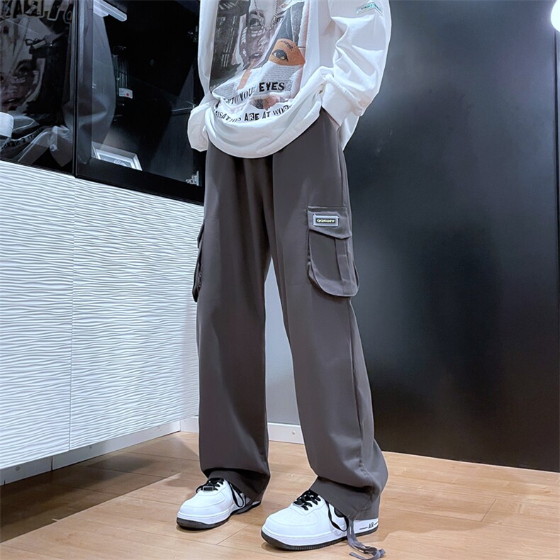 工装裤男港风潮流文艺帅气2023秋冬季新款ins宽松休闲裤K2505-P40,男装休闲裤,星座412