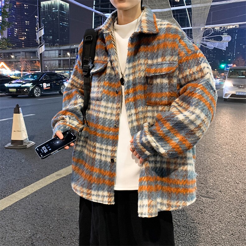 夹克男士韩版潮流格子拼色帅气2024春季新款ins宽松外套W5751-P62,男装夹克,星座412-2