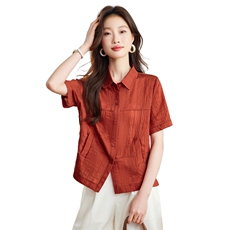 夏季薄款短袖衬衫女2025新款宽松显瘦减龄时尚小翻领衬衣小衫上衣，女装衬衫，木子恋