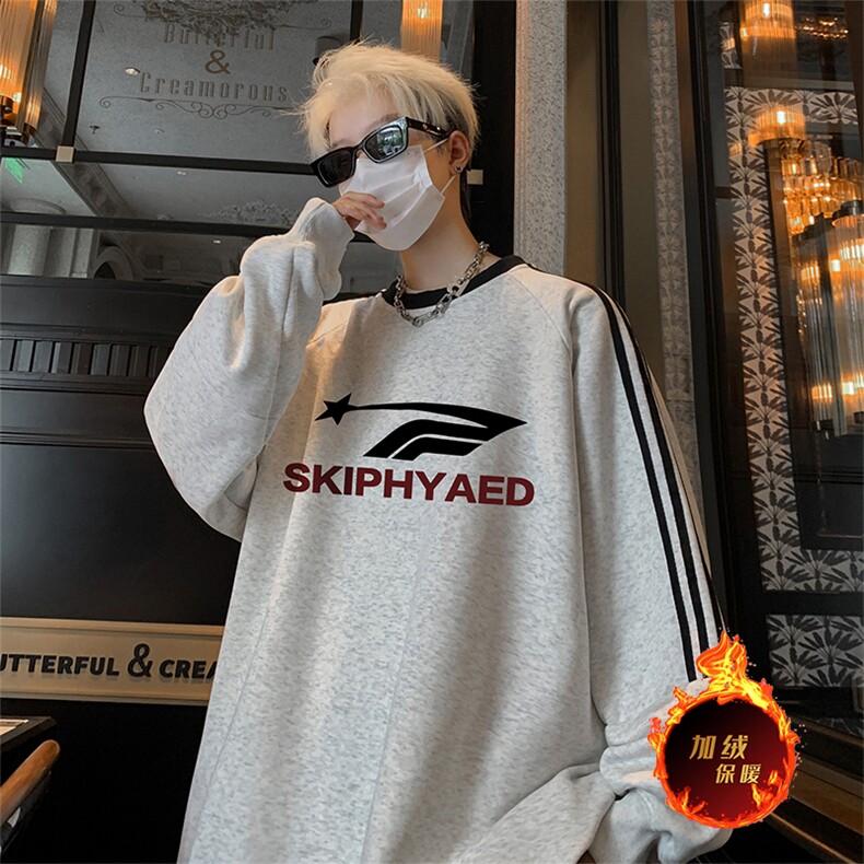 抖音得物供货提供视频秋冬重磅美式宽松织带圆领卫衣0336,男装卫衣,电商A486