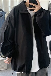 JK3089/P55春装撞色排扣运动夹克男韩版大码宽松外套上衣控68,男装夹克,电商A141