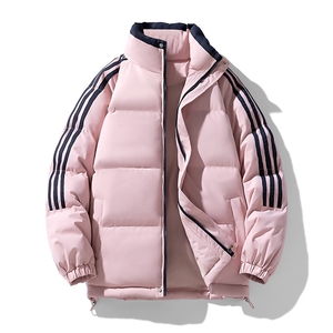！冬季条纹五防立领加绒加厚棉衣情侣撞色棉服外套MY7777-P75图片