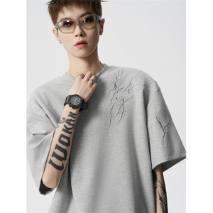 706-LK1345-P34  特P  现货  夏季肌理硬挺cleanfit短袖刺绣T恤图片