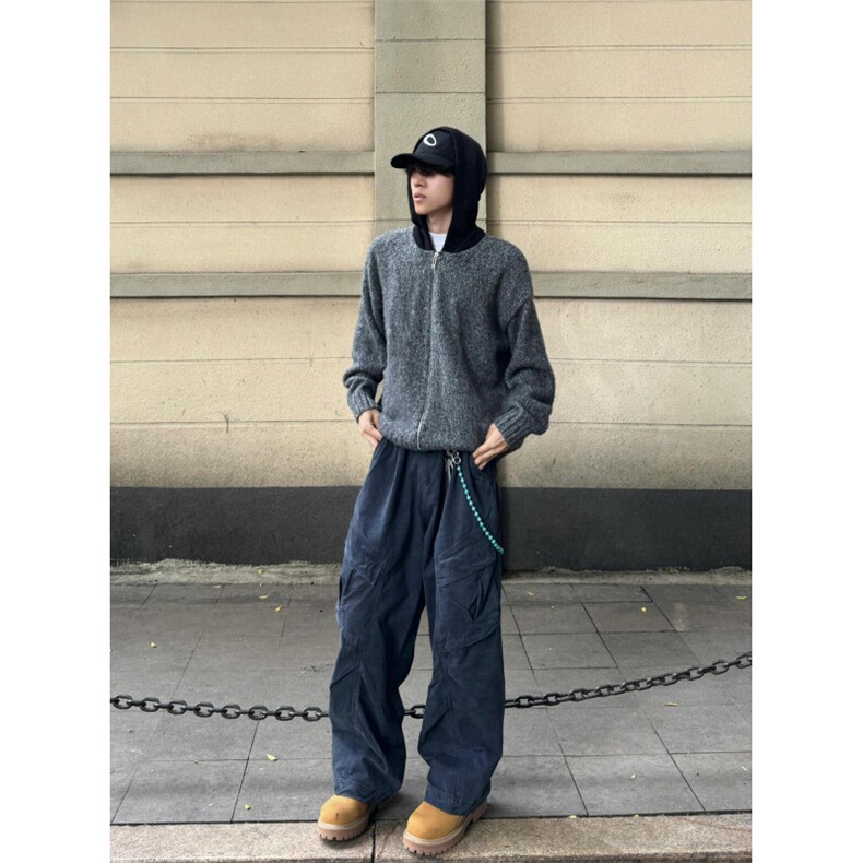 【有货】D563CC-特P65连帽毛衣男慵懒针织开衫外套,男装针织衫/毛衣,星座1007（原301D）