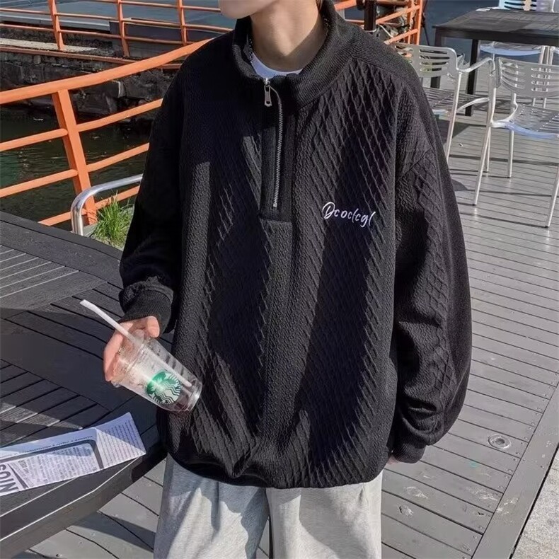 新款立领半拉链Polo衫男宽松美式高街外套潮牌WY679-P42，男装Polo衫，星座208-5