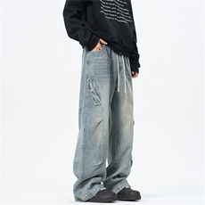 主推【S-4XL】现货！牛仔裤男水洗直筒工装裤A080-8208-P65控88，男装牛仔裤，电商A080