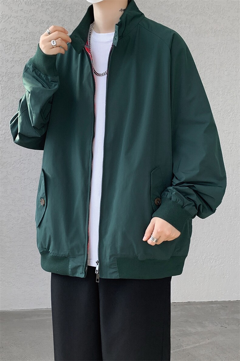 8XL-M美式复古棒球服外套男特大码潮牌双拉链立领夹克衫JK005P85,男装夹克,电商B312