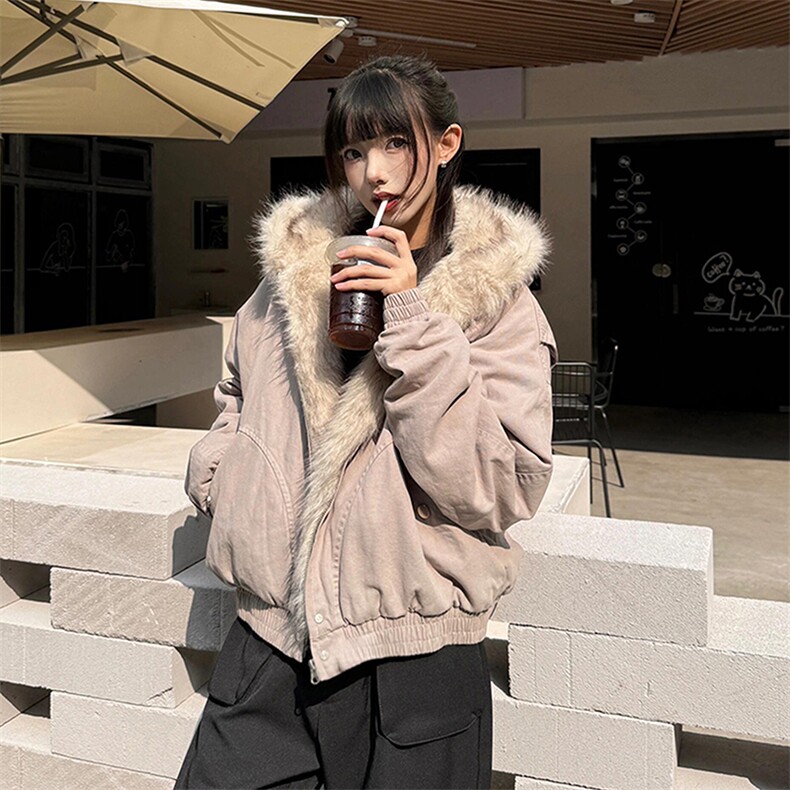现货高品质美式高街冬季重磅硬挺短款座山雕毛领棉衣男女加厚外套,男装棉衣,电商A486-1