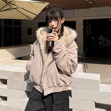 现货高品质美式高街冬季重磅硬挺短款座山雕毛领棉衣男女加厚外套，男装棉衣，电商A486-1